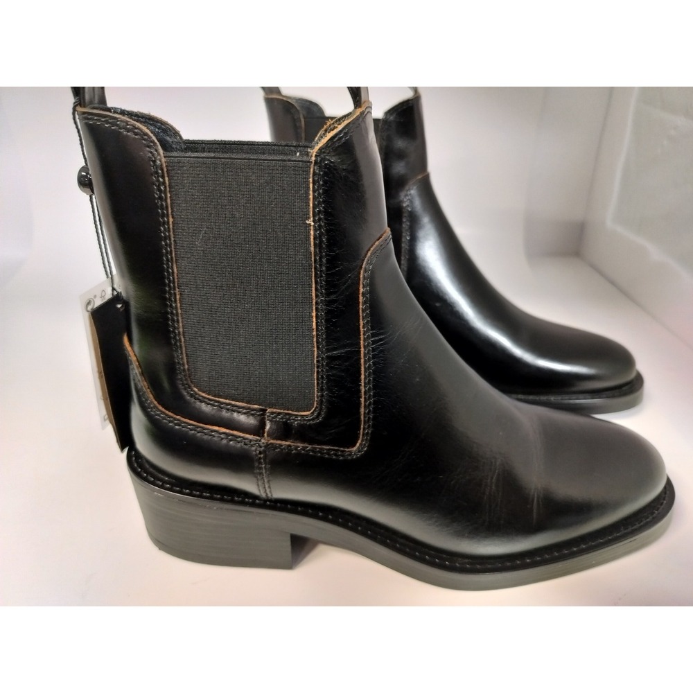 Massimo Dutti Chelsea Boots Women 6.5 Black Leather New Ankle Boot Classic Chic
